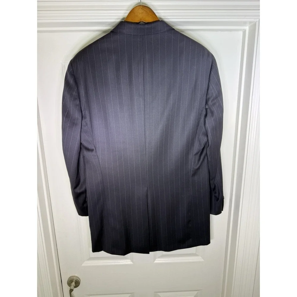 Burberry London Blazer Mens 43 Long‎ Navy Pinstripe Kensington Wool Suit Jacket
